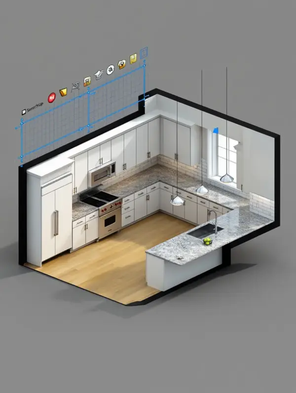 3D Kitchen Visualization with SketchUp